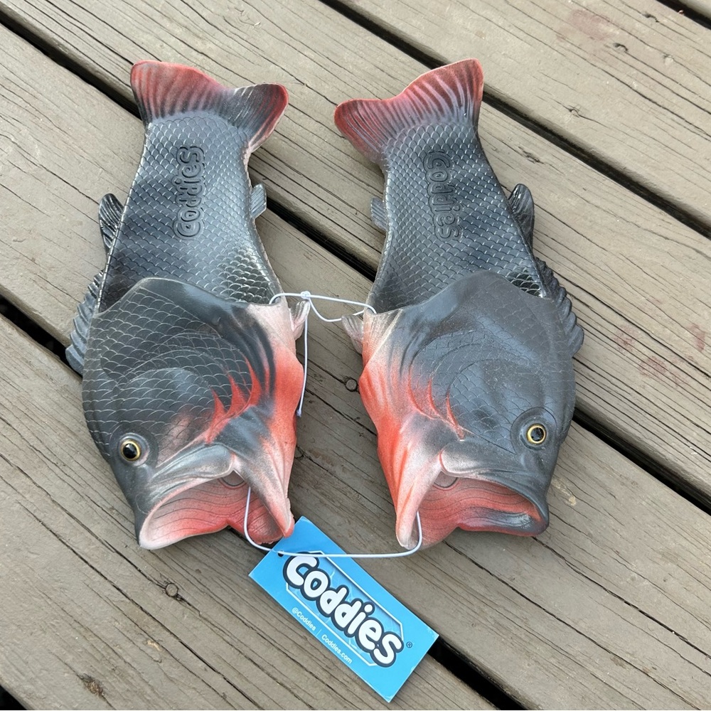 Coddies Fish Shaped Grey Bass Flip-Flops | Unisex Size M 7-8 / W 9-10 EU 40-41